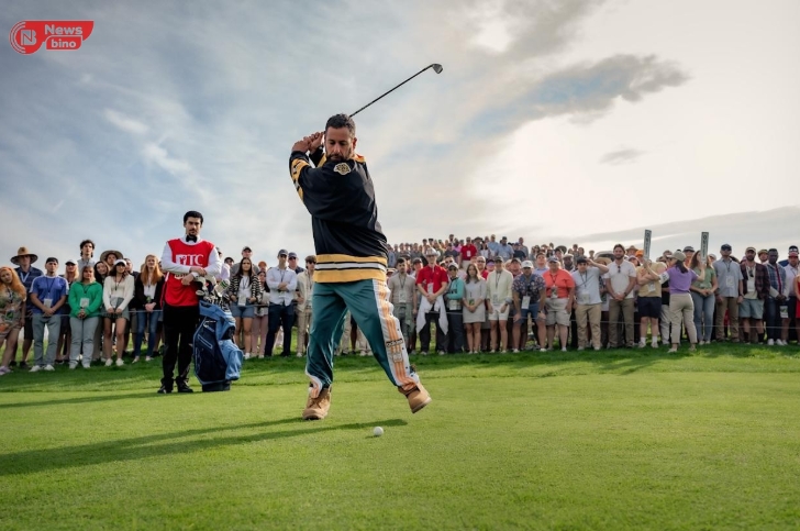 Bad Bunny (Benito Antonio Martínez Ocasio) and Adam Sandler in Happy Gilmore 2. (Scott Yamano/Netflix)