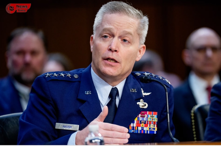 National Security Agency director, Gen Tim Haugh, at a Senate committee hearing in March. Top Democrats have said firing Haugh makes America ‘less safe’. Photograph: Andrew Harnik/Getty Images