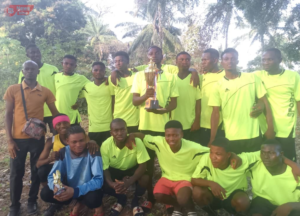 Champion Flying Dove Atrukpo with the first ever trophy of the Ogblo Football Tournament